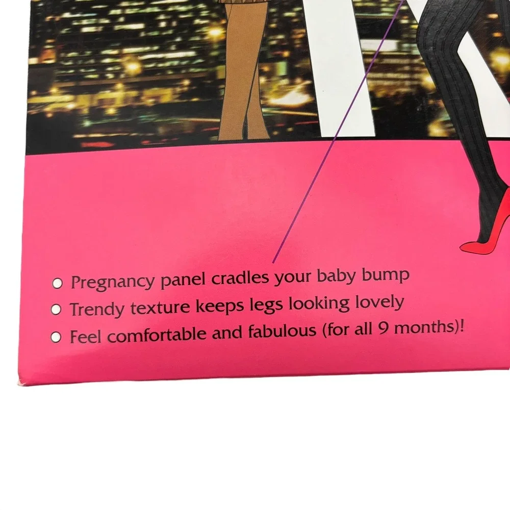 Assets by Sara Blakely Maternity Opaque‎ Stripe Tights Pregnancy Panel Sz 2